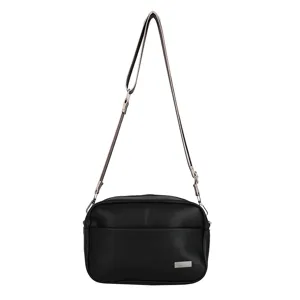 Black PU leather crossbody bag for women with wide strap, stylish casual small square shoulder bag