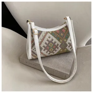 Ethnic woven underarm shoulder bag stylish crescent handbag for women autumn daily use