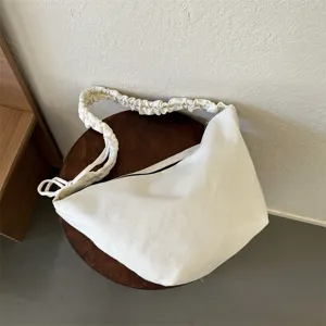 Minimalist canvas slouchy crossbody dumpling tote bag, stylish casual shoulder handbag