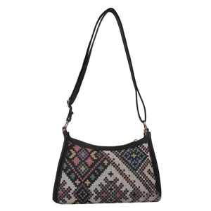 Ethnic style women shoulder bag crossbody bag fashion stylish crescent handbag main view.