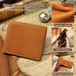 Portafoglio uomo in vera pelle vintage a tre ante con scomparti multipli per carte pratico.