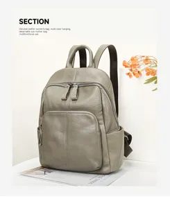 Genuine leather women backpack stylish vintage multi-functional daily casual daypack bag.