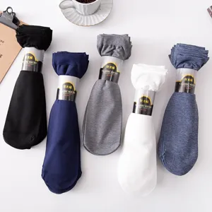 Men's Mid-Calf Business Socks Thin Ice Silk Breathable Solid Color Casual Dress Socks For Spring Summer Men Accessories