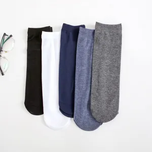 Men thin mid tube socks business ice silk socks breathable spring summer 5 pairs set
