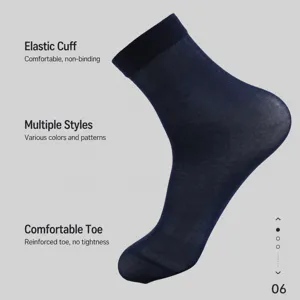 Men thin mid-calf ice silk socks, breathable summer business dress socks for men