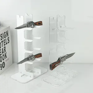 Acrylic knife display stand multi-tier folding pocket knife storage rack organizer holder.
