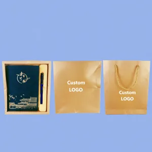 Coffret cadeau carnet de notes professionnel avec stylo et sac, fournitures de bureau.