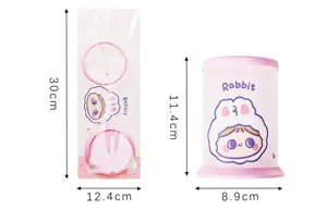 Porte-stylo pliable lapin mignon, organisateur de papeterie de bureau rose pour étudiants.