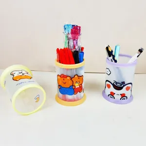 Porte-stylo pliable animal mignon organisateur de bureau tasse de rangement ronde étudiant