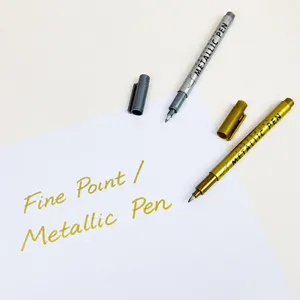 Set de marqueurs métalliques, stylos de peinture souples or et argent pour signature et bricolage.