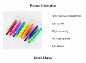 Creatieve spuit markeerstift set 6 kleuren beitelpunt marker pen voor school en kantoor