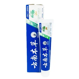 Yunnan herbal toothpaste mint flavor for fresh breath whitening and oral care 110g tube.