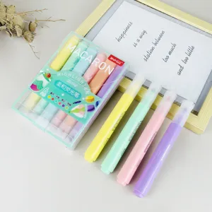 Set van 6 KapCat 7719 pastel markeerstiften, zachte kleuren, ideaal voor je studie.