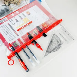 Set completo de papelería para exámenes 12 piezas con estuche transparente herramientas