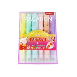 KAP.CAT 6 Stuks Pastel Markeerstiften Set, Macaron Kleuren Beitelpunt Marker voor Notities en Studie