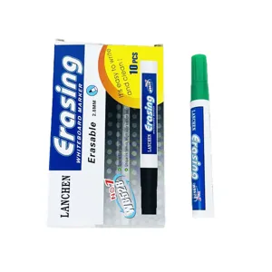 10 τεμ. μαρκαδόροι λευκού πίνακα, 2.8mm, σβήσιμο, πράσινοι για γραφείο σχολείο.