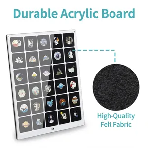 Vitrine d'Affichage pour Pins en Acrylique Panneau de Rangement Broche en Feutre