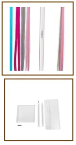 Acrylic wig display stand detail, clear acrylic base and rods showing hair extension parts clearly.