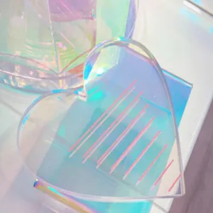 Heart Shaped Laser Dazzling Acrylic Eyelash Extension Palette Scale Tray Grafting Eyelashes Dispensing Beauty Tool