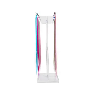 Clear acrylic hair extension display stand and wig storage rack for salon and retail use