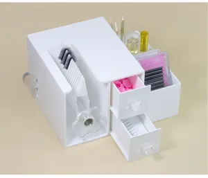 Acrylic eyelash extension organizer storage box with drawers for grafting lashes tools and supplies