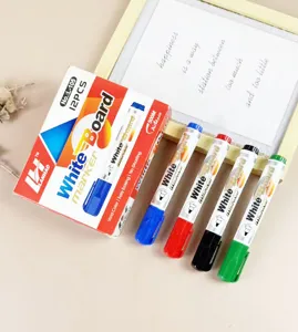 Detailansicht des LANHAO Whiteboard-Marker-Sets mit bunten Stiften und Verpackungskarton.