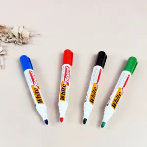 Vierkleurige oliehoudende whiteboardmarkers set, sneldrogende uitwisbare pennen met vezelpunt.