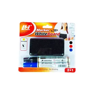 LH-528A Whiteboard Marker Set mit Schwammloescher, 2+1 Stueck, leuchtende Farben, 2-3mm.