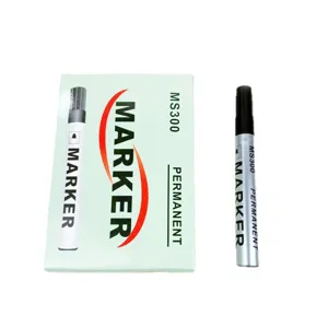 Marqueur permanent MS300 avec emballage en boîte verte, encre noire à séchage rapide.