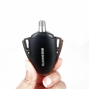 Detail view of manual nose hair trimmer stainless steel cutting head washable personal care