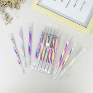 Rainbow gel pen set gradient color student stationery cute writing pen PVC pouch packaging