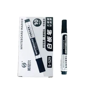 Set de marqueurs pour tableau blanc noir S-529 rechargeable, 10 pièces par boîte.