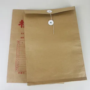 Pochette de dossier en papier kraft épaissi avec fermeture à ficelle pour archivage bureau.