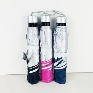 Parapluie pliable à trois volets avec revêtement argenté, parapluie de protection UV.