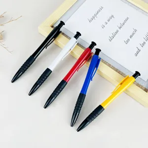 Retractable Plastic Ballpoint Pens Bullet Tip Smooth Writing Office School Supplies Promotional Logo Pens