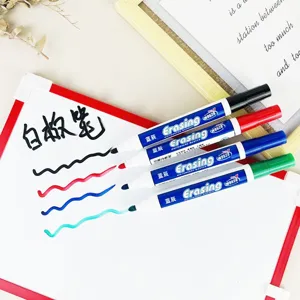 Lösbare Whiteboard-Marker 4er Set, abwischbare Stifte für Büro und Schule schwarz rot.