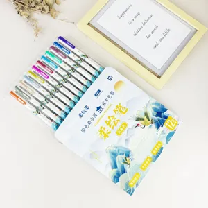 12-color soft tip brush pens set for hand lettering, watercolor drawing, and art sketching.