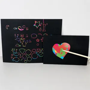 Kids Scratch Art Paper Sets Colorful Magic Scratch Off Notes With Wooden Stylus DIY Drawing Painting Crafts For Children