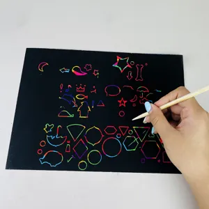 Kids scratch art paper set for DIY colorful drawing creative graffiti fun crafts activity.