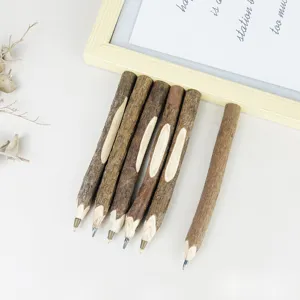 Creative wooden twig ballpoint pen rustic natural bark design stationery gift office supply