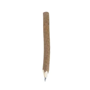 Creative wooden branch ballpoint pen, realistic twig bark texture novelty stationery gift main view.