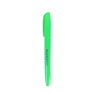 Green highlighter pen for office and school supplies, vibrant marker for studying.
