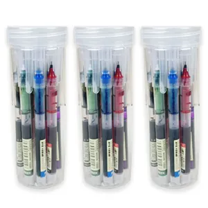 Juego de Bolígrafos de Gel Líquido Coloridos Punta Fina Bolígrafos Rollerball de Secado Rápido En Cubo Para Estudiantes Oficina