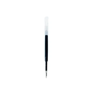 Black gel ink pen refill with fine metal tip and transparent cap for smooth writing.