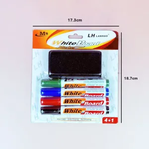 4-color whiteboard marker set with eraser erasable pens for school office stationery