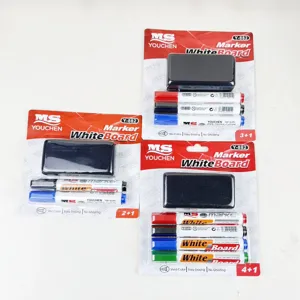 Whiteboard marker set with eraser, dry erase pens for school and office, smooth writing.