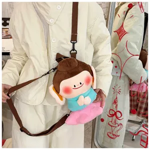 Borsetta a tracolla in peluche Buddha, morbida bambola curativa zaino, borsa casual creativa.