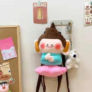 Zaino buddha in peluche carino con base di loto, borsa scolastica estetica morbida per uso quotidiano.