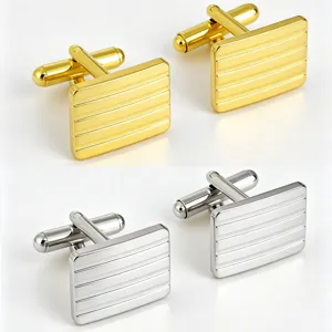 French Style Square Iron Alloy Cufflinks For Men Gold Silver Lacquered Geometric Lattice Texture Business Shirt Cuff Buttons