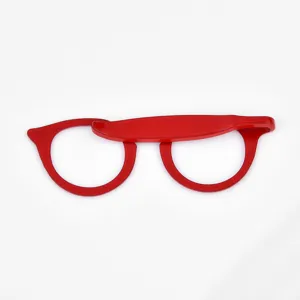 Red glasses shaped metal tie clip detail, unique novelty accessory for men suit wedding.